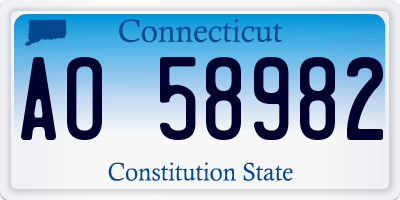 CT license plate AO58982