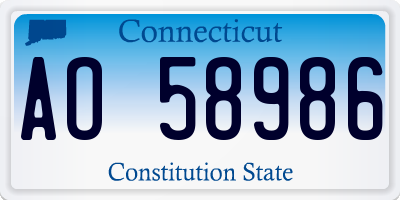 CT license plate AO58986