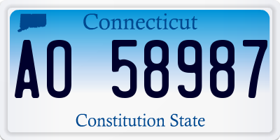 CT license plate AO58987