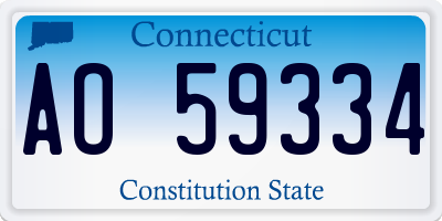 CT license plate AO59334