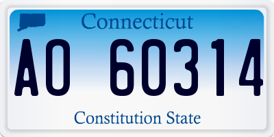 CT license plate AO60314