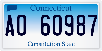 CT license plate AO60987