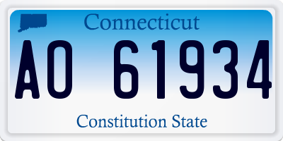 CT license plate AO61934