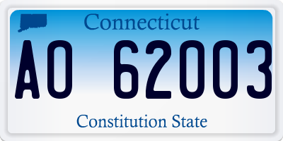 CT license plate AO62003