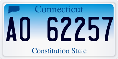 CT license plate AO62257
