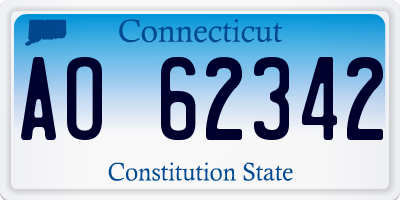 CT license plate AO62342