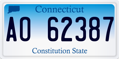 CT license plate AO62387