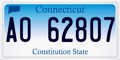 CT license plate AO62807