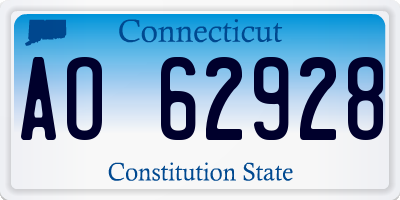 CT license plate AO62928