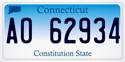 CT license plate AO62934