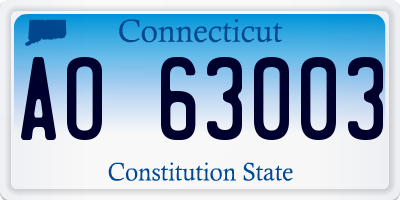 CT license plate AO63003