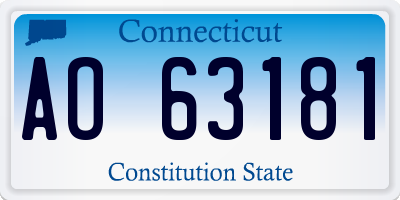 CT license plate AO63181