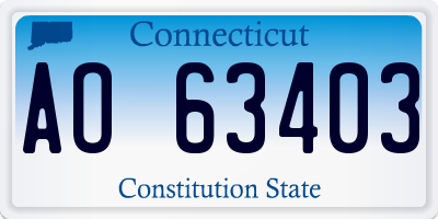 CT license plate AO63403