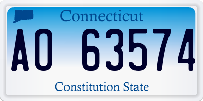 CT license plate AO63574
