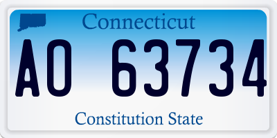 CT license plate AO63734