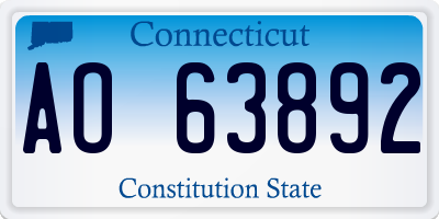 CT license plate AO63892