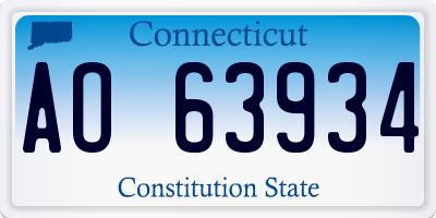 CT license plate AO63934