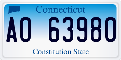 CT license plate AO63980