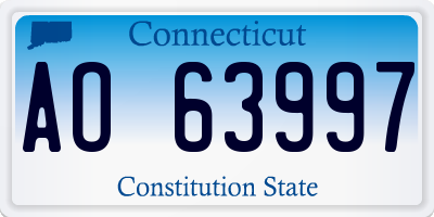 CT license plate AO63997