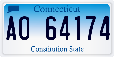 CT license plate AO64174