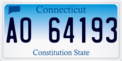 CT license plate AO64193