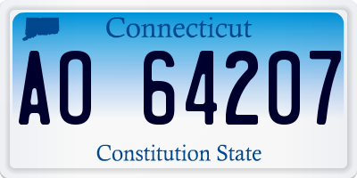 CT license plate AO64207