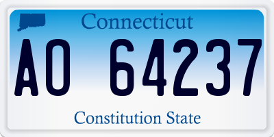 CT license plate AO64237