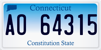 CT license plate AO64315
