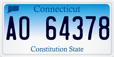 CT license plate AO64378
