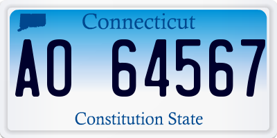CT license plate AO64567