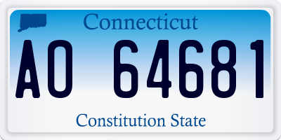 CT license plate AO64681