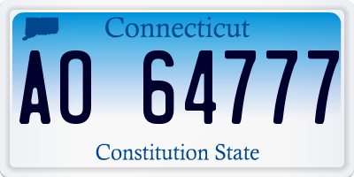 CT license plate AO64777