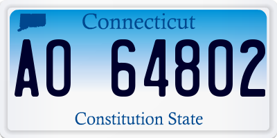 CT license plate AO64802