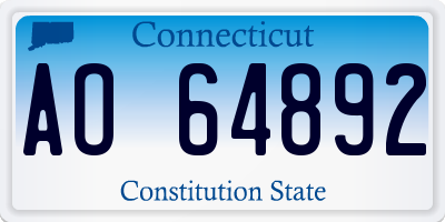 CT license plate AO64892