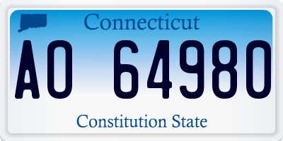 CT license plate AO64980