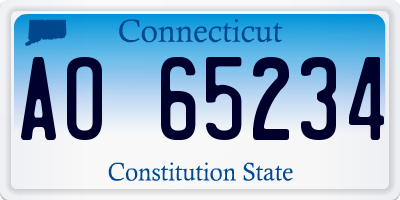 CT license plate AO65234