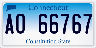 CT license plate AO66767