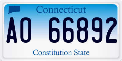CT license plate AO66892