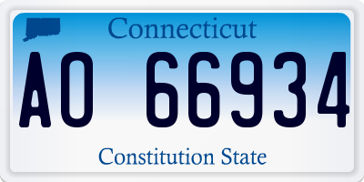 CT license plate AO66934