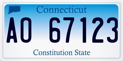 CT license plate AO67123