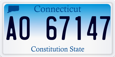 CT license plate AO67147