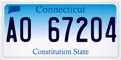 CT license plate AO67204