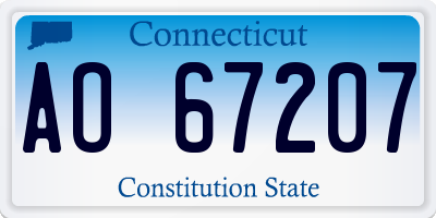 CT license plate AO67207