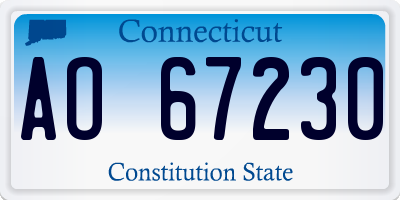 CT license plate AO67230