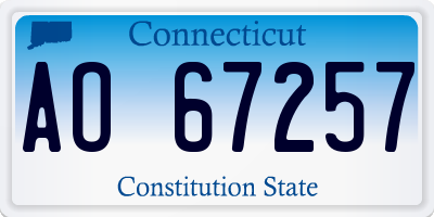 CT license plate AO67257