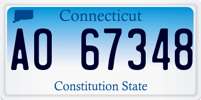 CT license plate AO67348