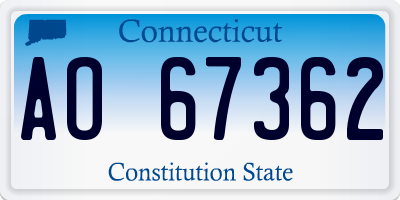 CT license plate AO67362