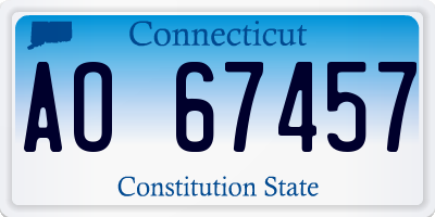 CT license plate AO67457