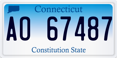CT license plate AO67487