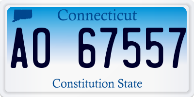 CT license plate AO67557